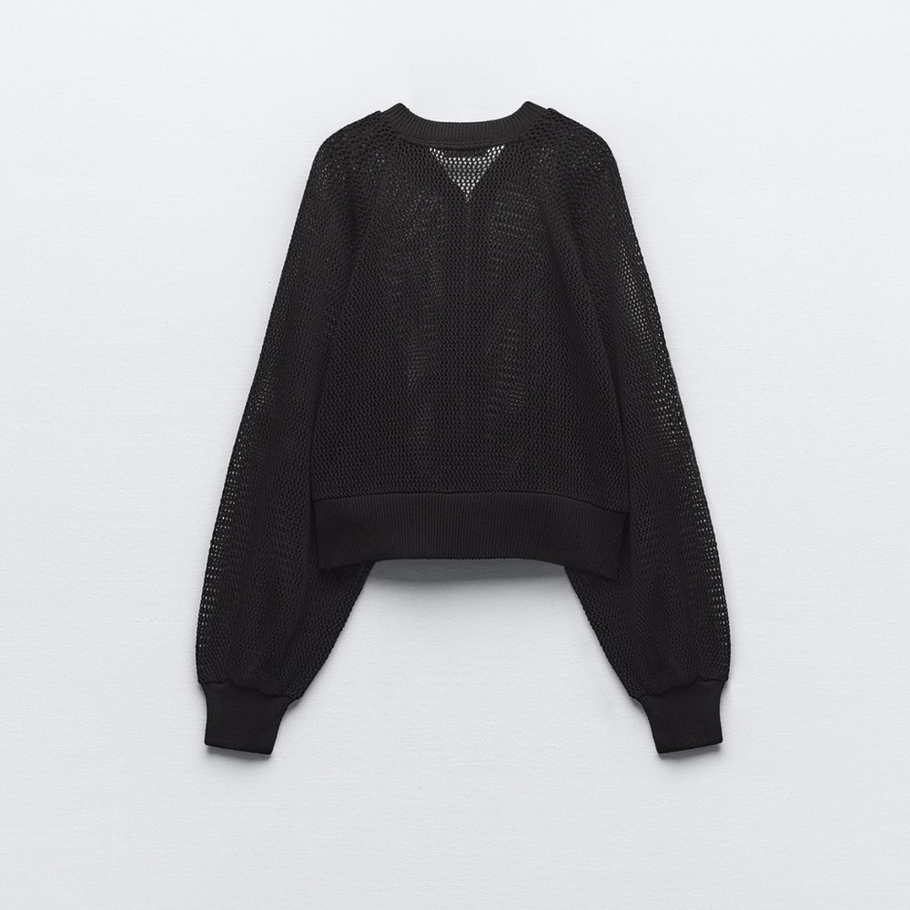 Zara mesh knit bomber cardigan top - Picture 5 of 7